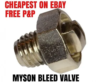 Radiator GENUINE BLEED SCREW AIR /  VALVE VENT NIPPLE  'MYSON' RADIATORS >2003 • £4.59